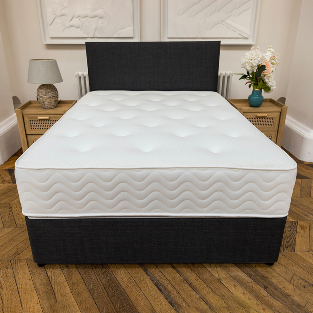 Langham Small Double Charcoal 2 Drawer Divan Base with Headboard Image 4