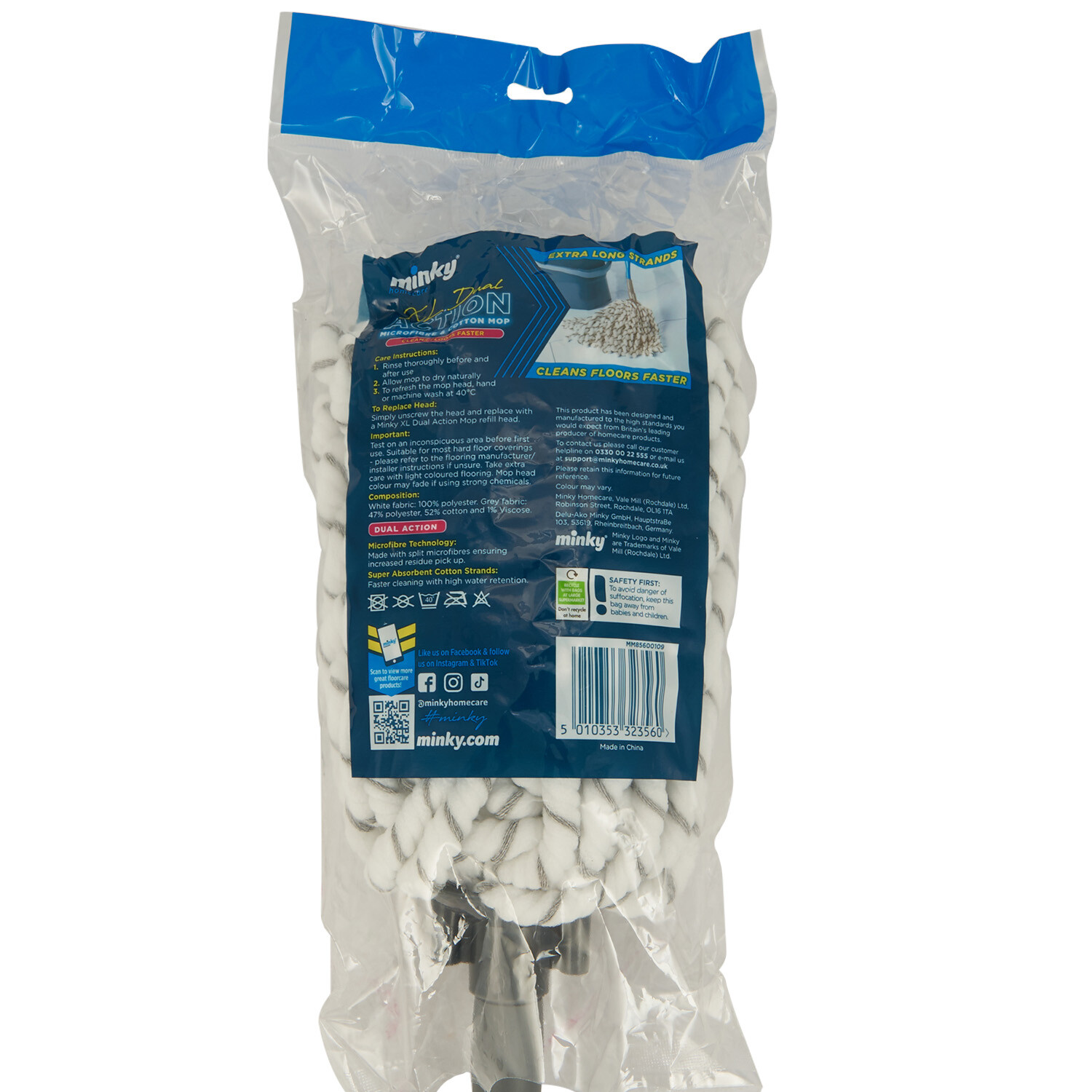 Dual Action Microfibre Mop XL - Blue Image 2