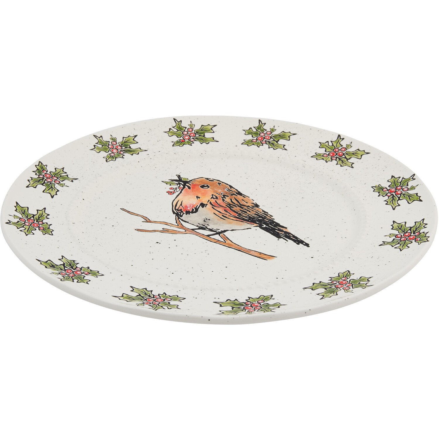 Festive Stone Robin Plate - White Image 4