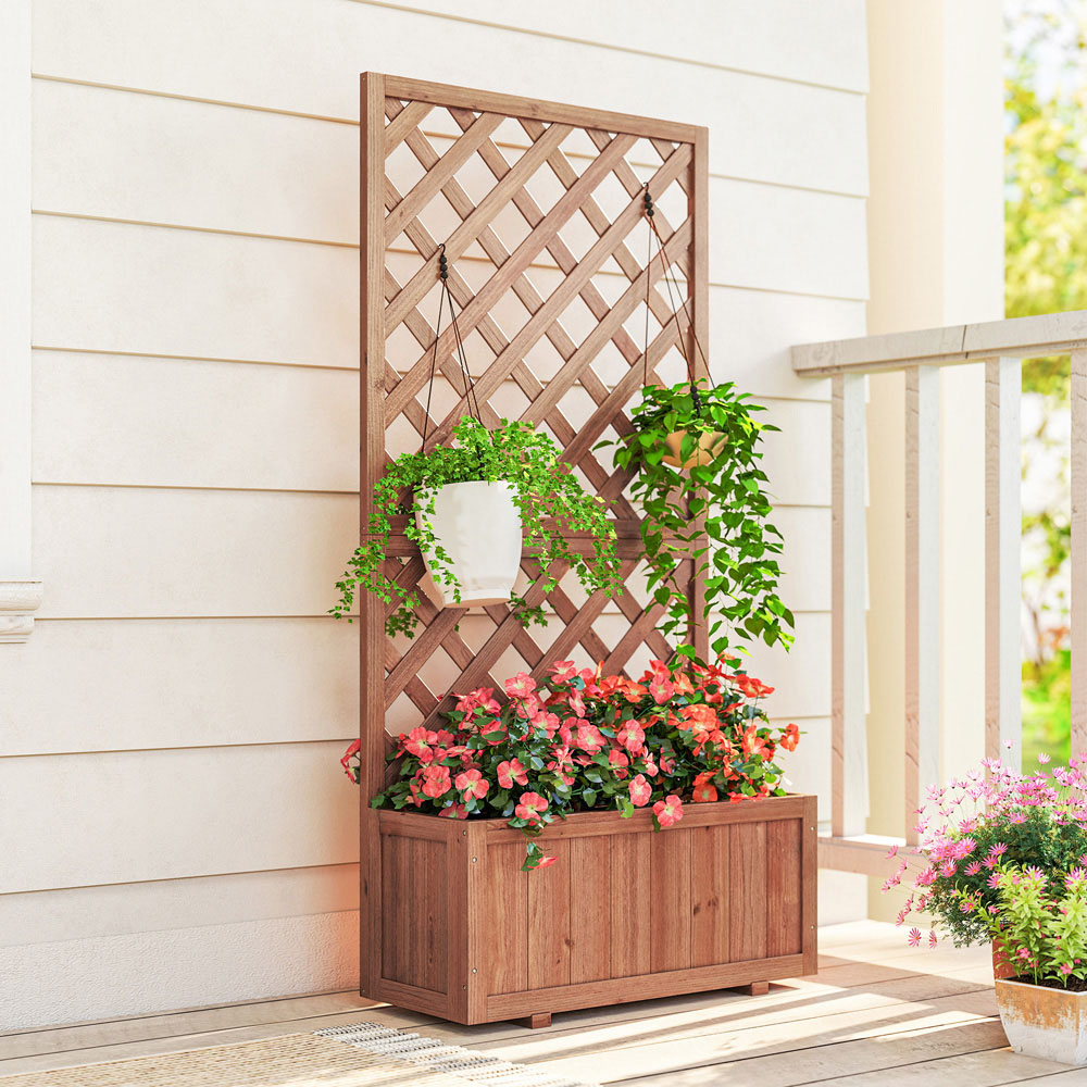 Outsunny Garden Planter Topped Trellis Image 3