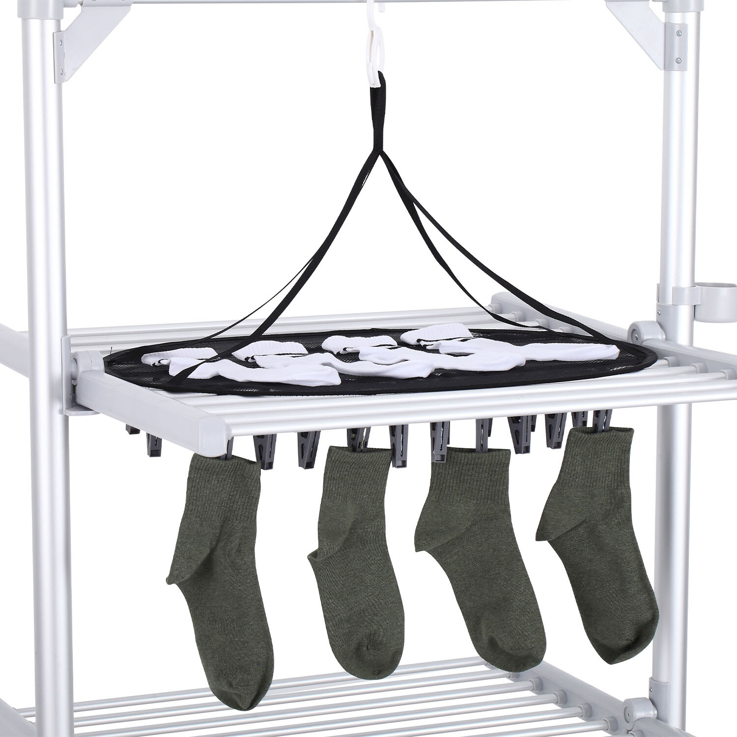 Mesh Airer with 30 Pegs - Silver Image 7