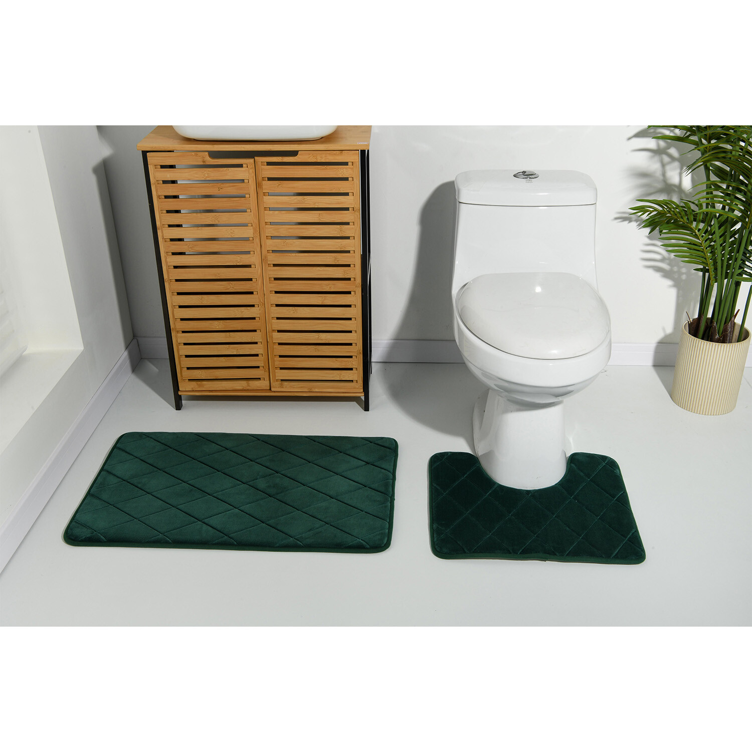 Diamond Bath and Pedestal Mat Set - Emerald Image 2