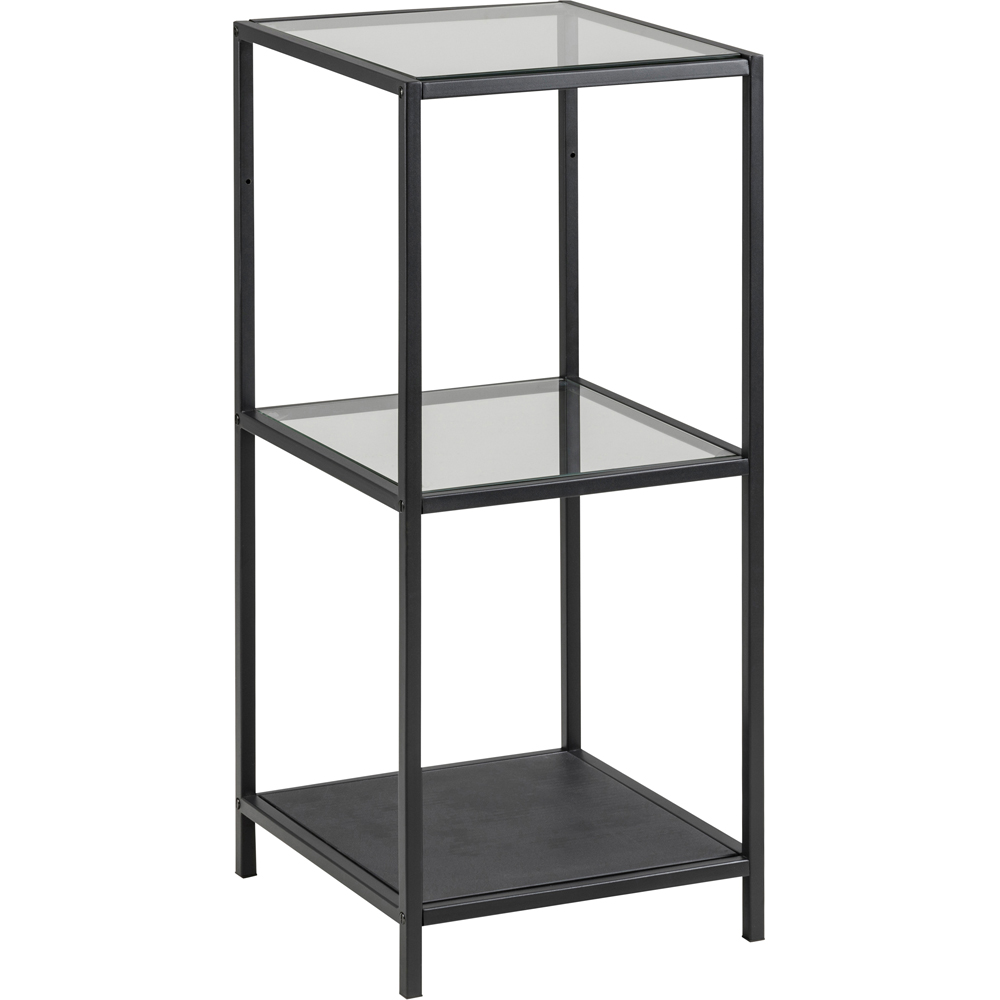 Furniture To Go Seaford Black 2 Glass Shelf Narrow Bookcase Image 6