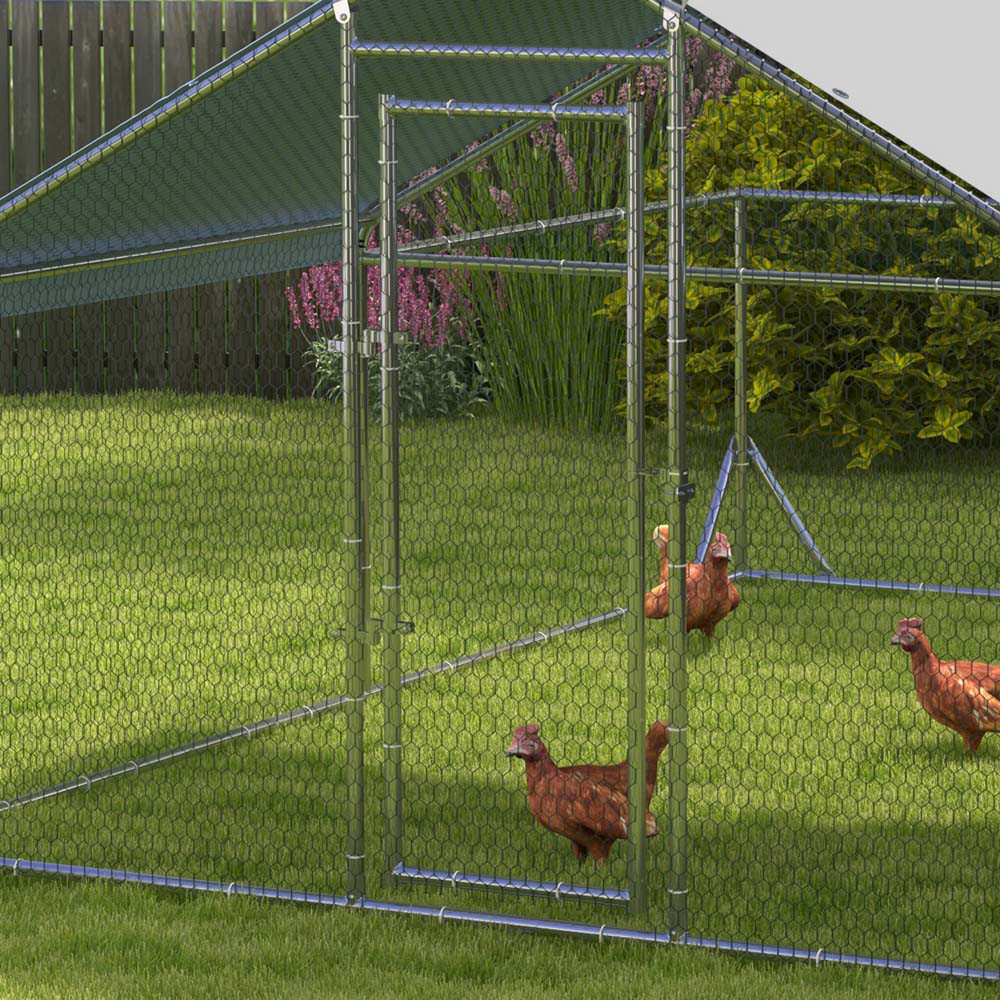 PawHut Walk-In Chicken Run, Hen House, for Ducks, Rabbits w/ Water-Resist Roof Image 6