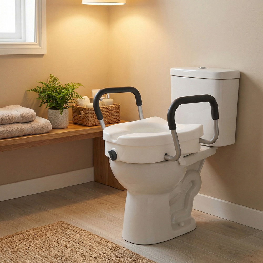 Levede Raised Toilet Seat with Armrest 4.7 inch Image 2