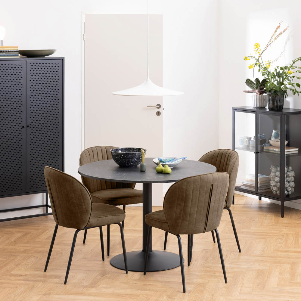 Furniture To Go Ibiza 4 Seater Round Dining Table with Black Top and Matt Black Base Image 6