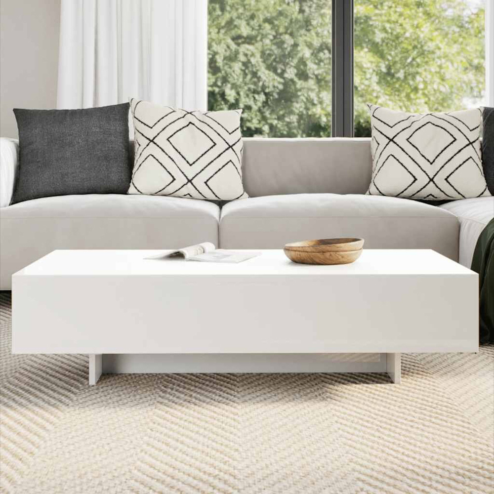 Walplus High Gloss White Coffee Table Image 3