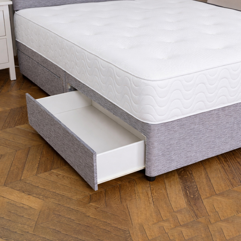 Langham Super King Size Grey 2 Drawer Divan with Headboard and Eclipse Pocket Mattress Image 2