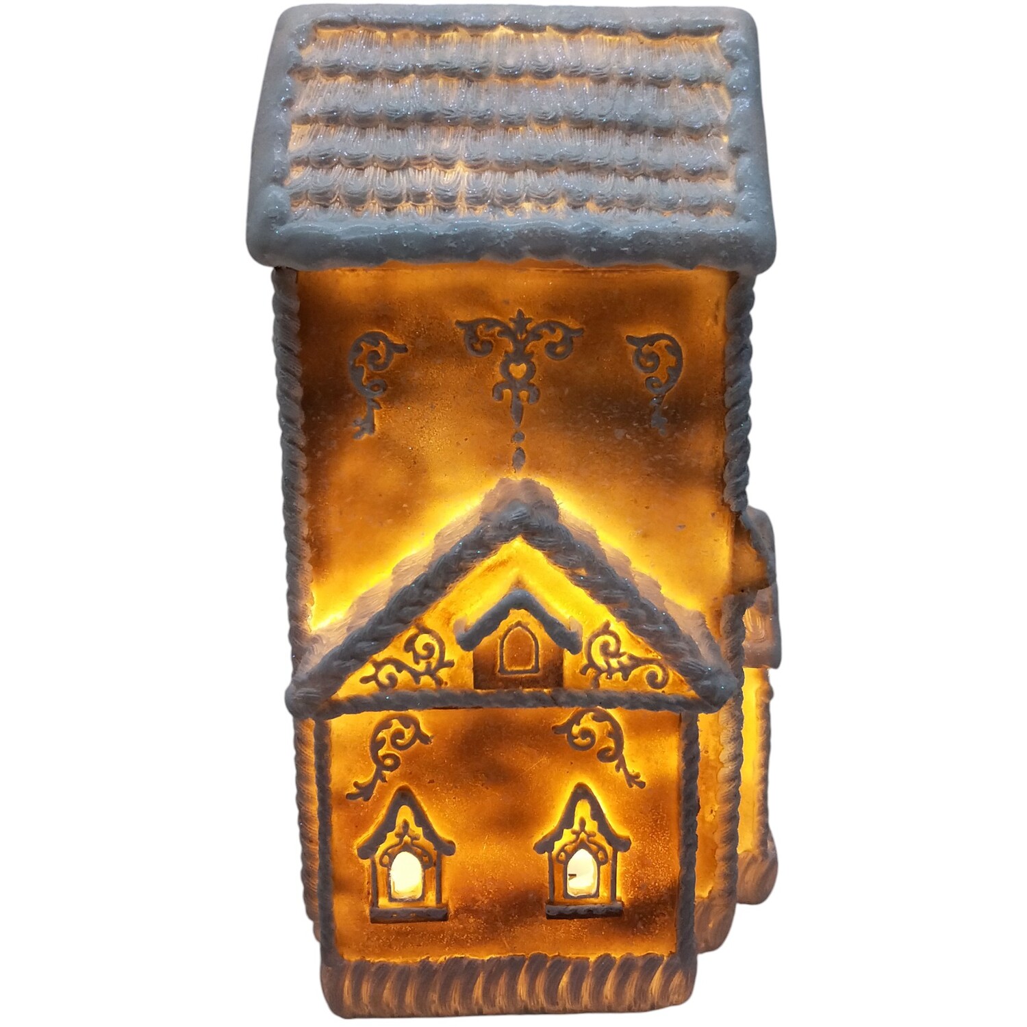 Gingerbread LED House DecorationBrown and White Image 4
