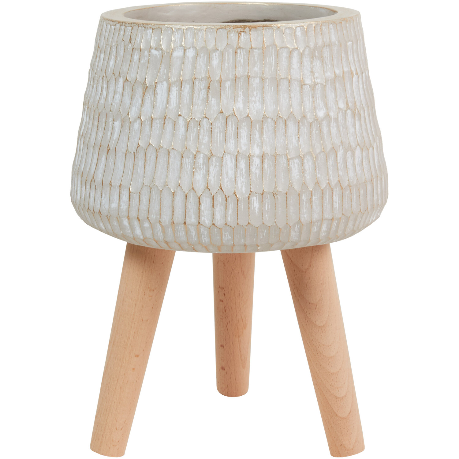 Flower Pot with Beech Wood - Neutral Image 1