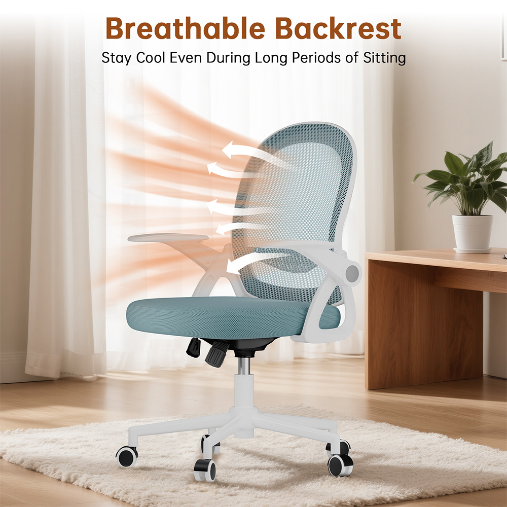 Rattrix Blue Mid-Back Mesh Office Chair with Flip-Up Armrests Image 4