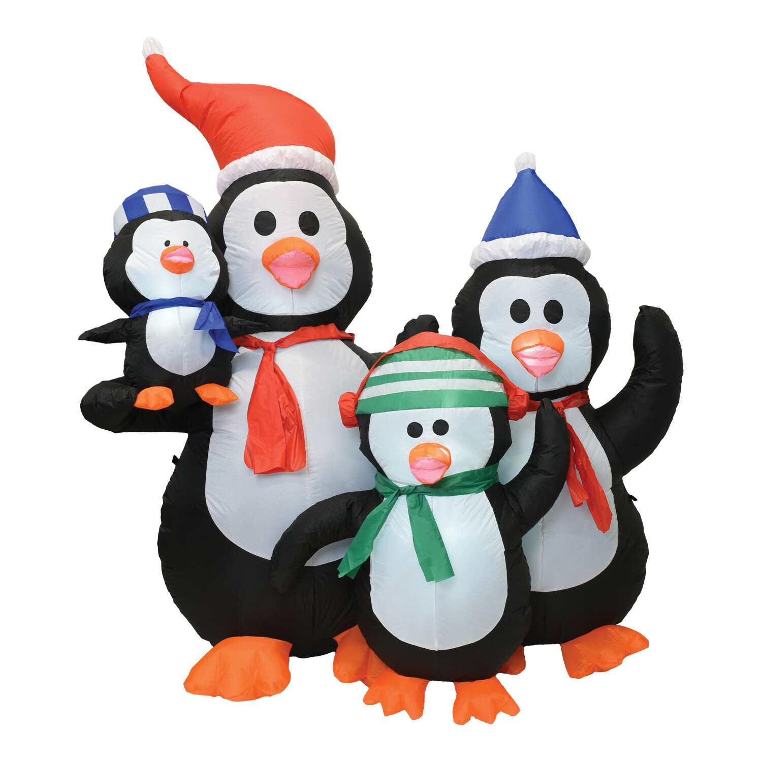 Festive Inflatable Penguin Family Black and White Image 2