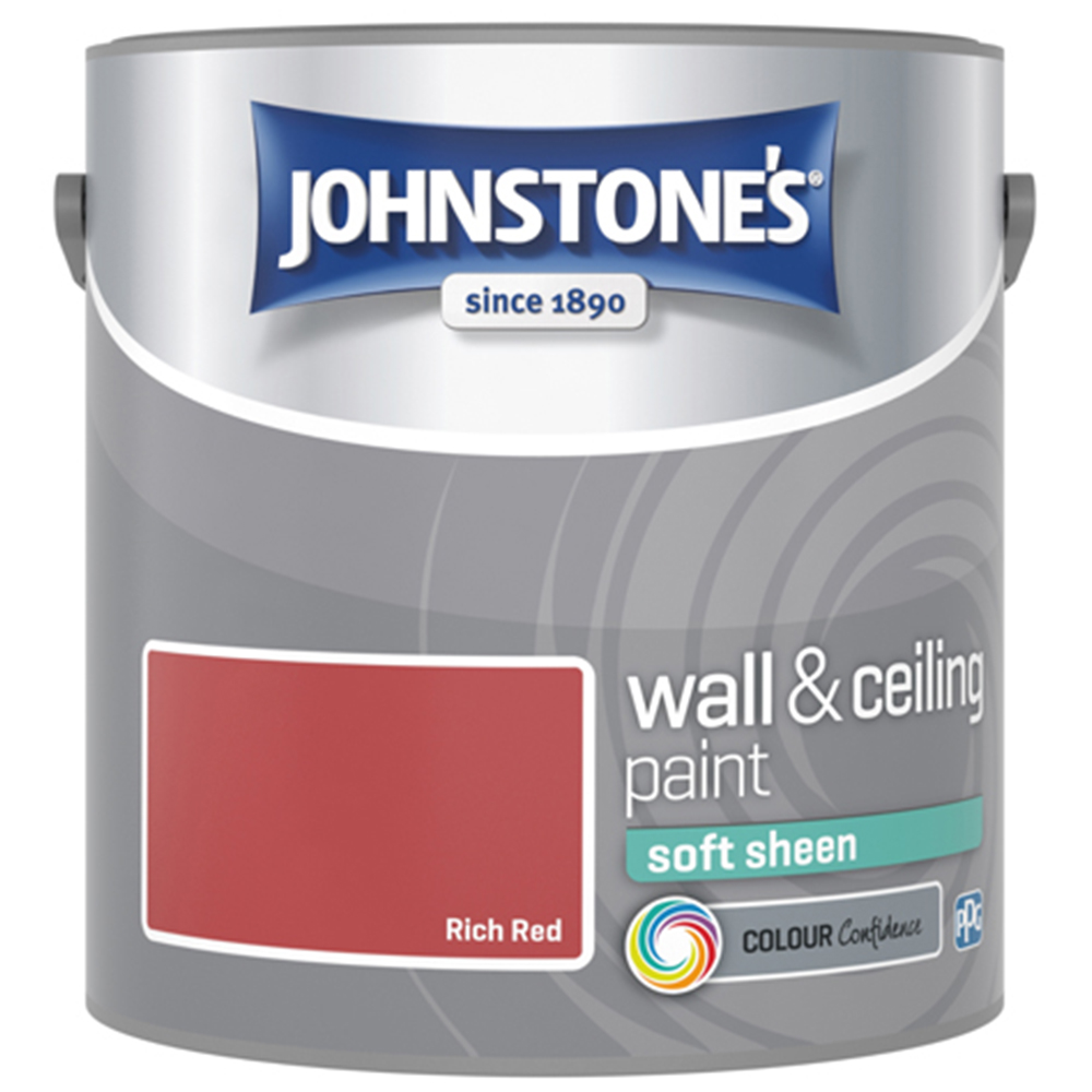 Johnstone's Walls & Ceilings Rich Red Soft Sheen Paint 2.5L Image 2