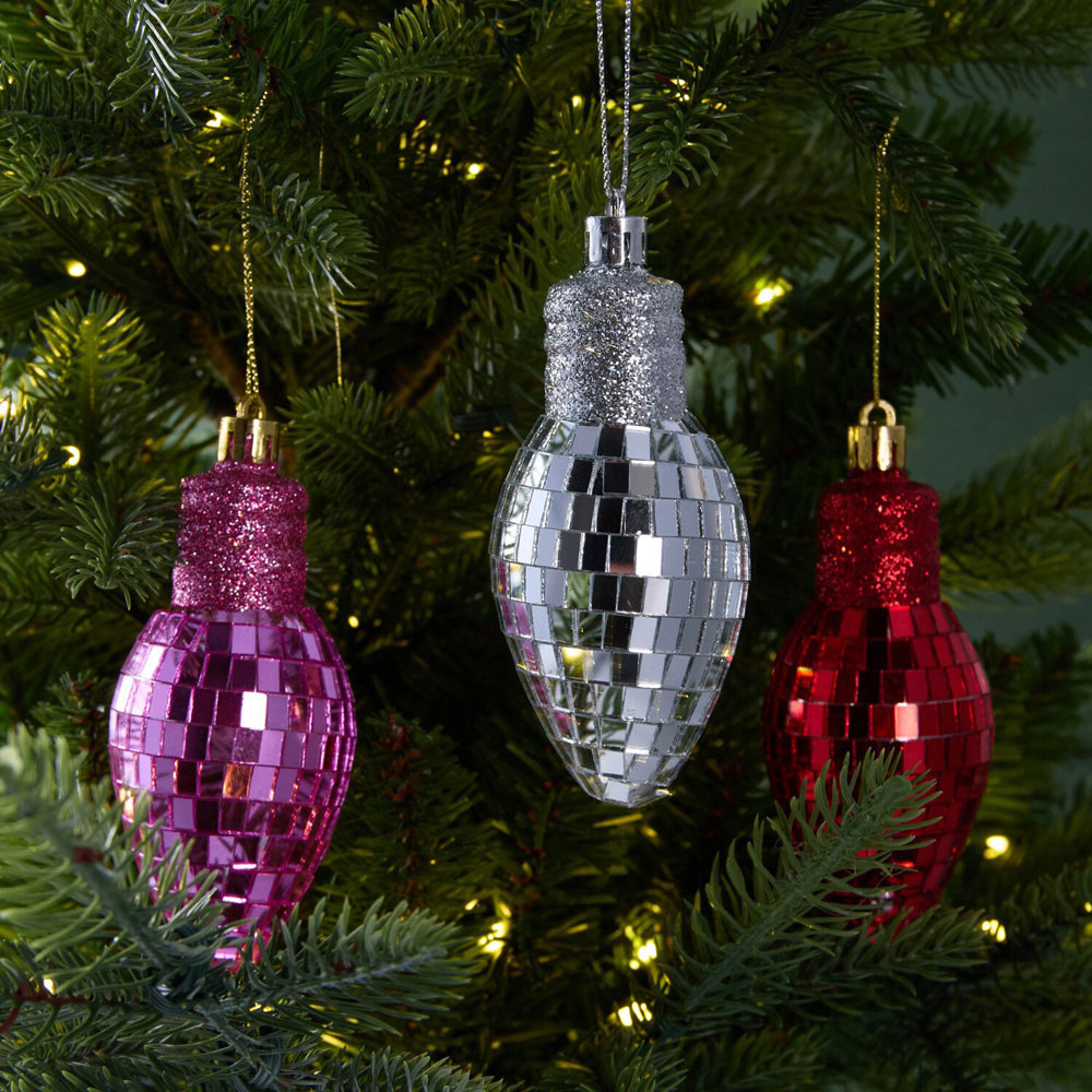 Pack of 3 Disco Light Bulb Baubles Image 7