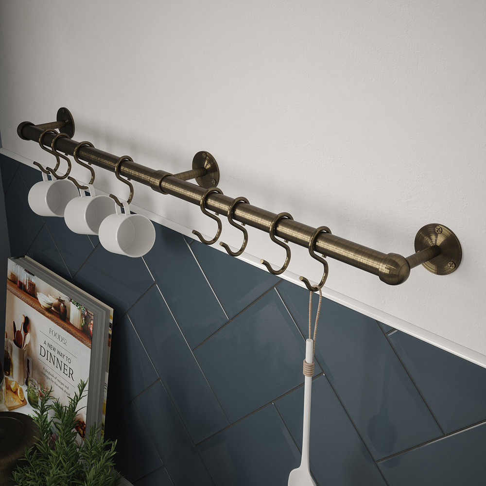 Rothley Antique Brass Utensil Rail 19 x 600mm Image 2