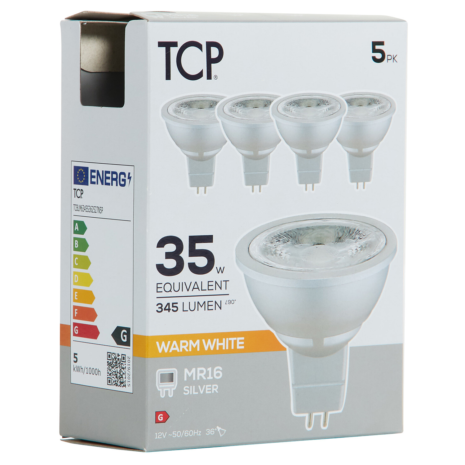 TCP LED Silver MR16 345L Warm White Bulbs - Warm White / 5 Image 2