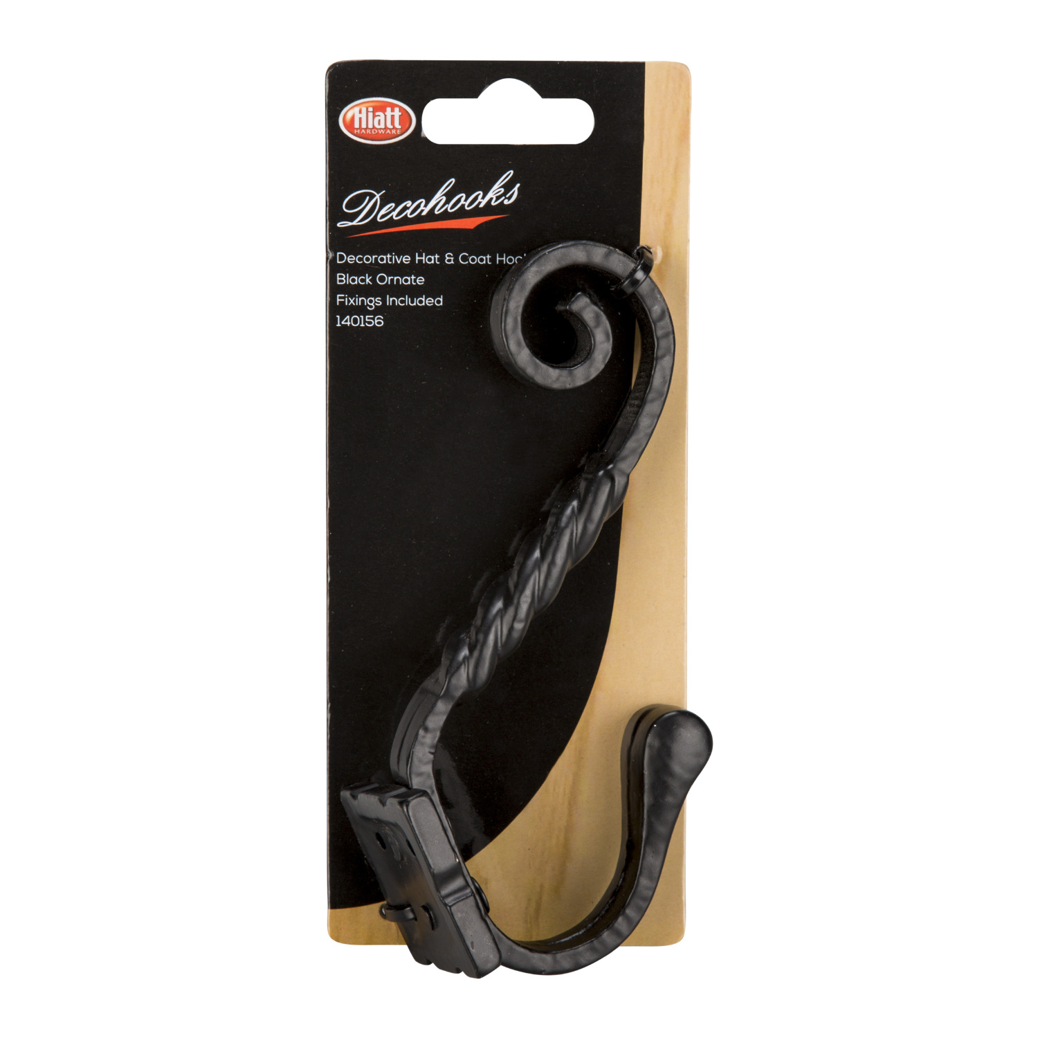 Hiatt Black Decorative Ornate Hat and Coat Hook Image 2