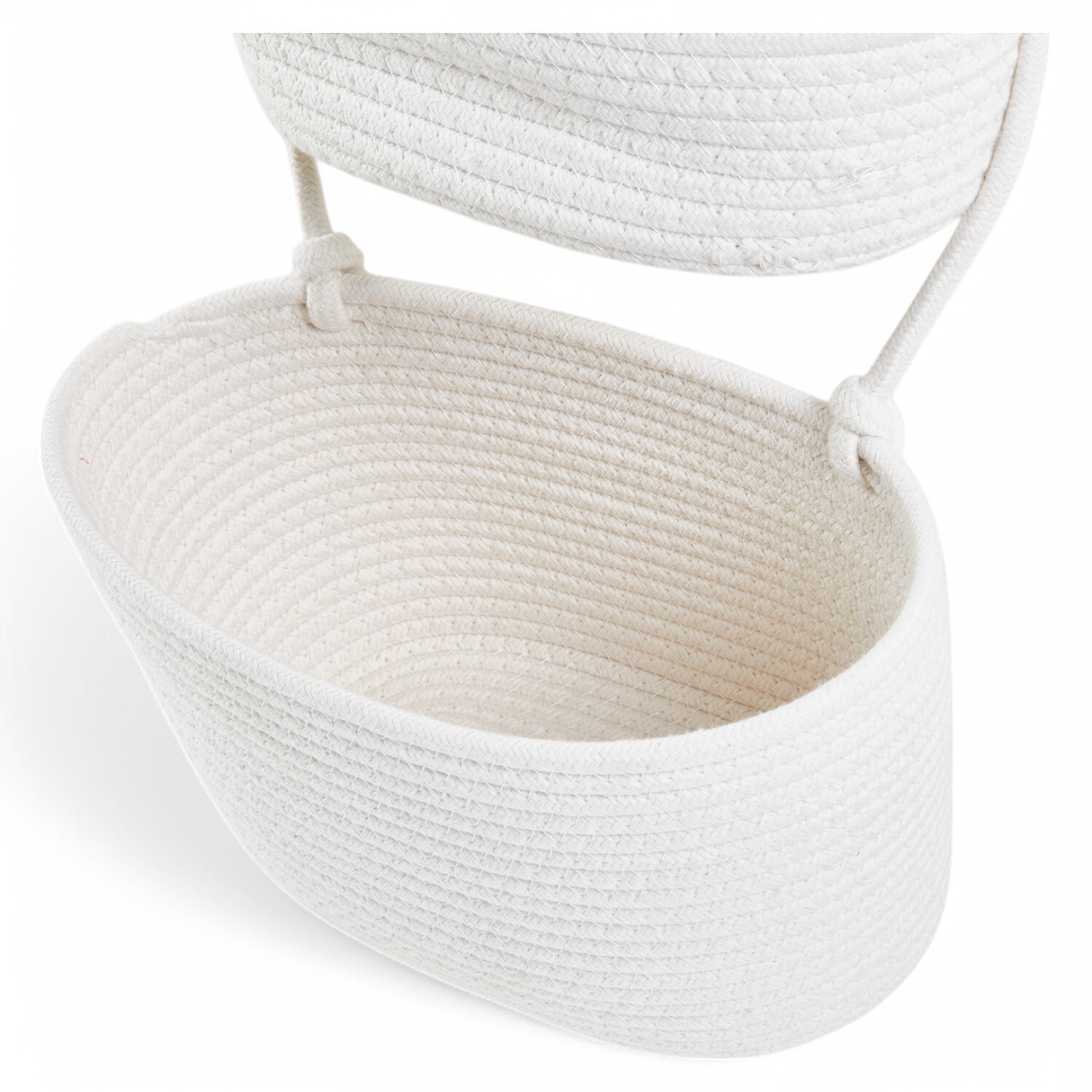 3 Tier Rope Hanging Storage Baskets White Image 6