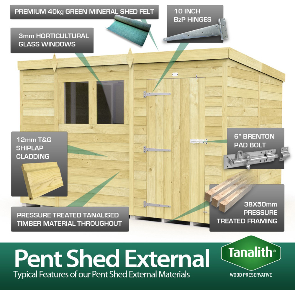 DIY Sheds 8 x 6ft Tongue and Groove Timber Pent Garden Shed Image 8