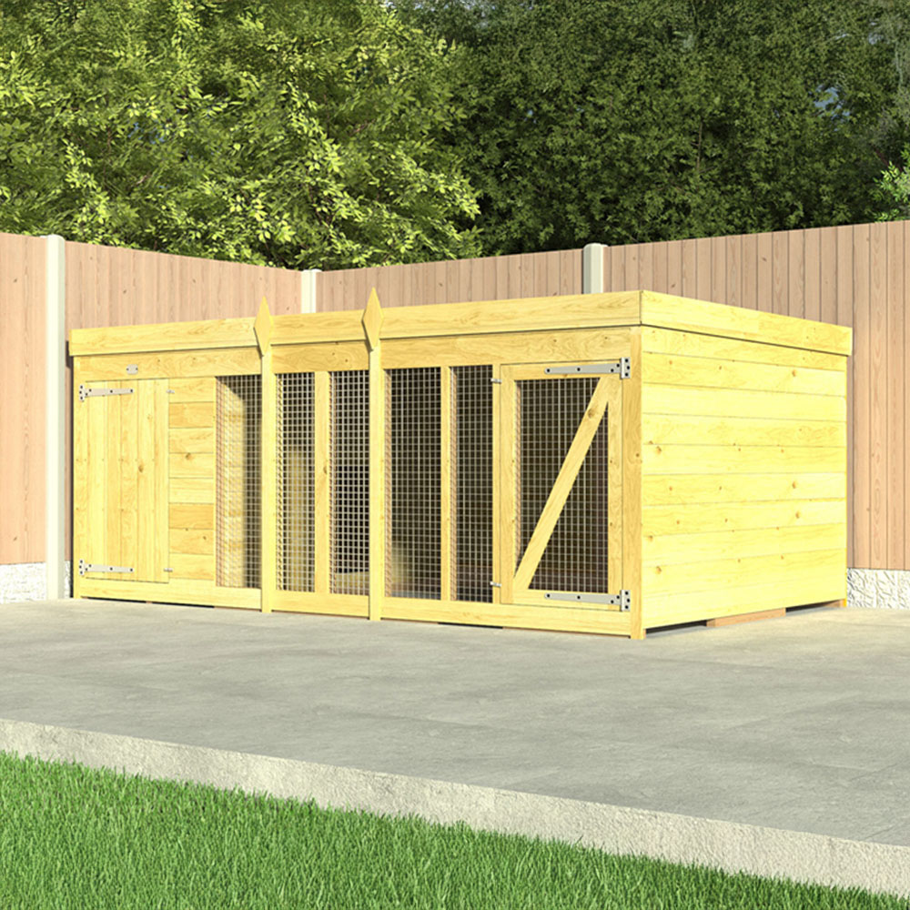 DIY Sheds 10 x 4ft Pressure Treated Tongue and Groove Timber Dog Kennel and Run Image 2