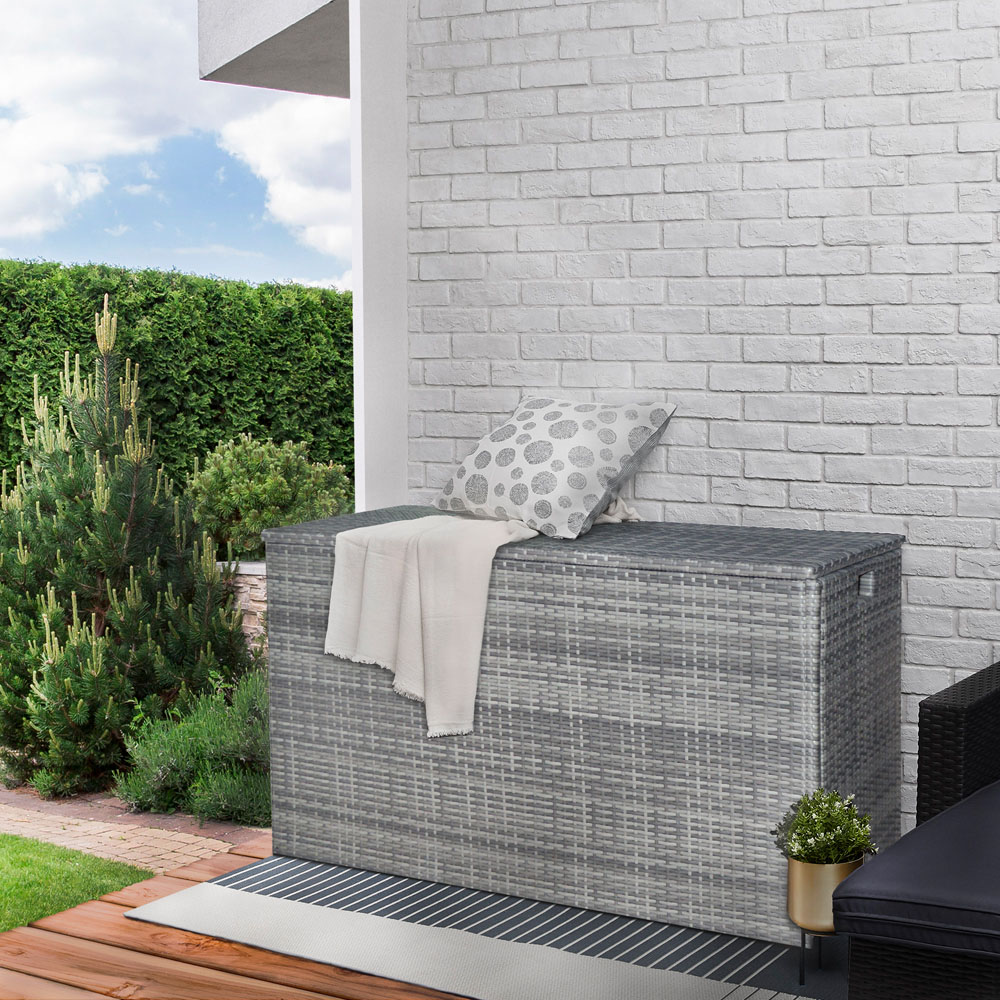 Teamson Home Grey Wicker Patio Storage Chest 154 Gallon Image 6