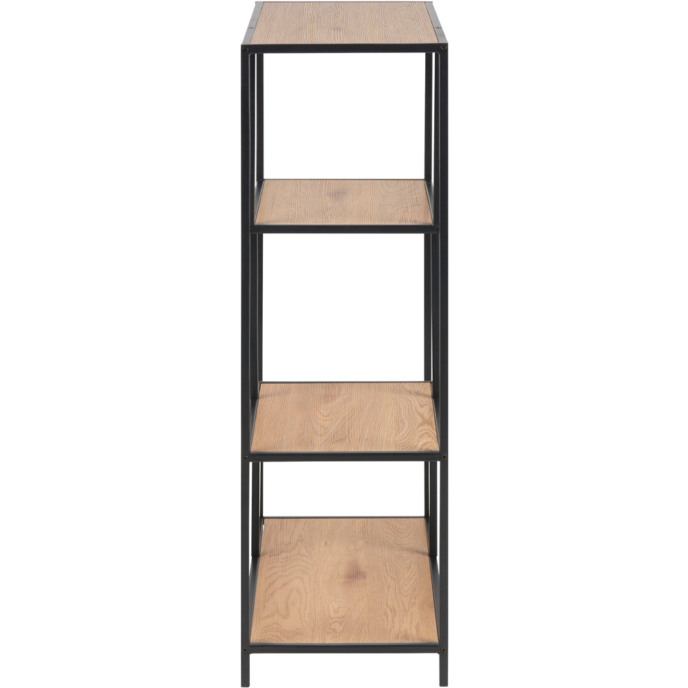 Furniture To Go Seaford Oak and Black 3 Shelf Metal Asymmetrical Bookcase Image 3