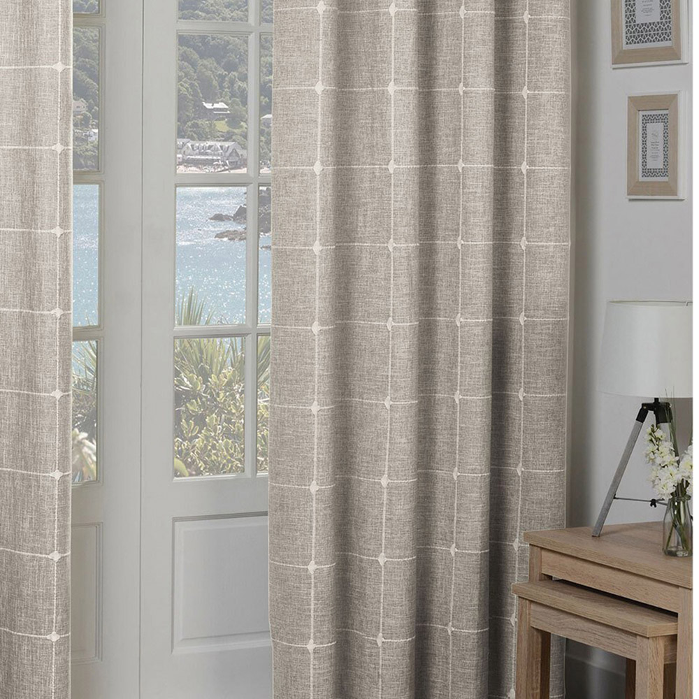 Divante Salcombe Natural Linen Check Curtains 228 x 168cm Image 5