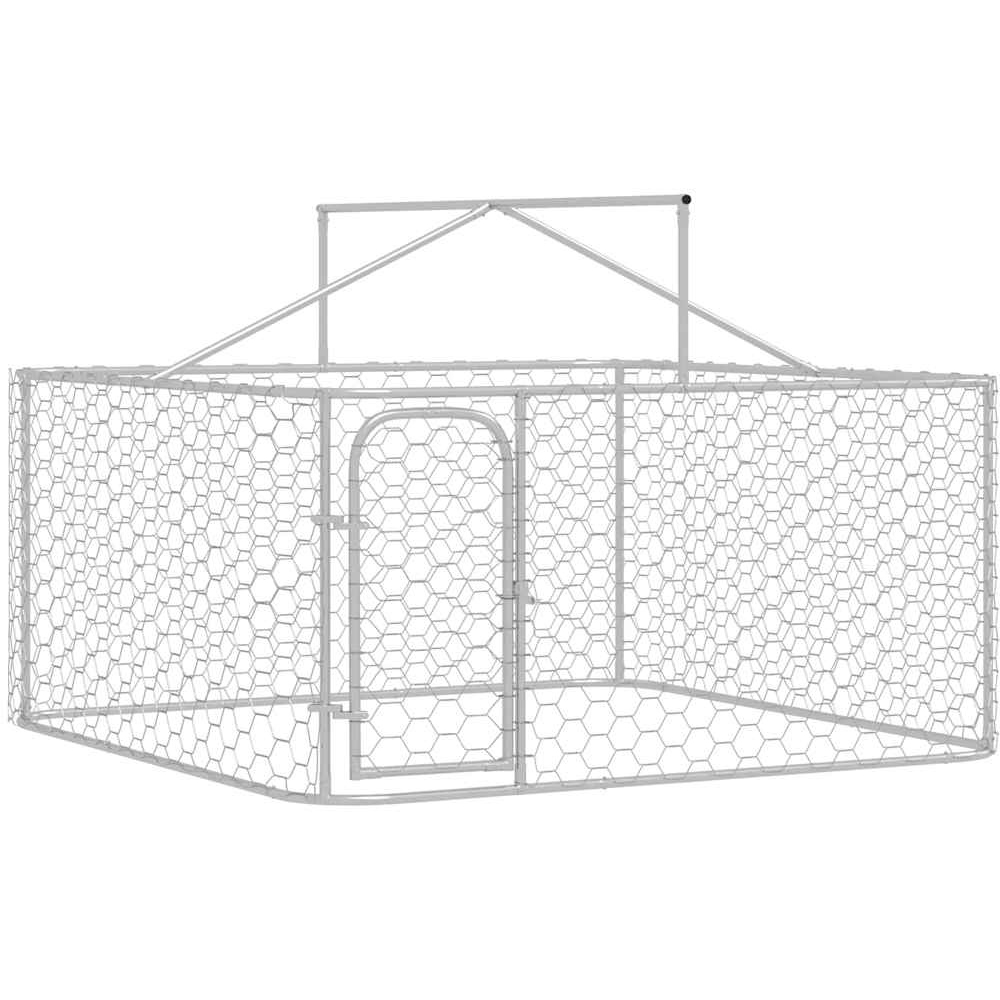 Walplus Silver Galvanised Steel Outdoor Apex Dog Kennel with Roof 6.5 x 6.5ft Image 5