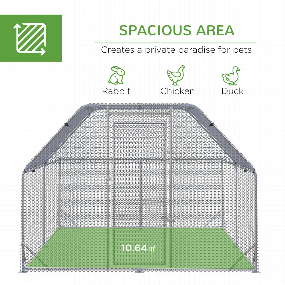 PawHut Chicken Run W/ Roof, Walk In Chicken Coop for 10-12 Chickens, Hen House Image 3