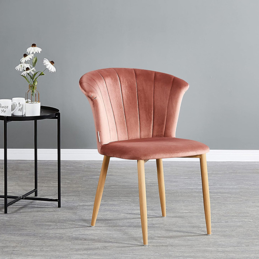 Life Interiors Elsa Pink Velvet Upholstered Dining Chair Set of 4 Image 6