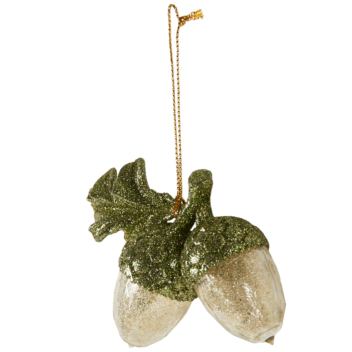 Glitter Acorn Decoration - Green and Gold Image 2