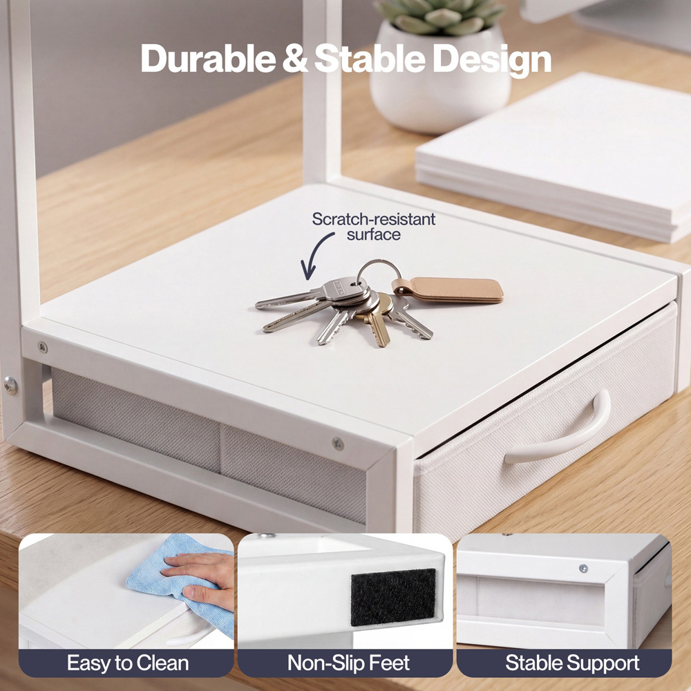 Levede White 2-Tier Single Drawer Printer Stand Image 7