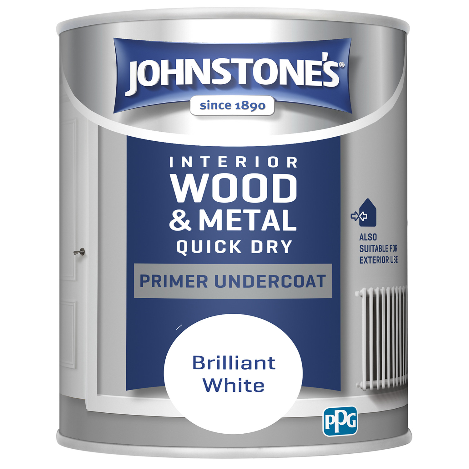 Johnstone's Quick Dry White Primer & Undercoat 750ml Image 2