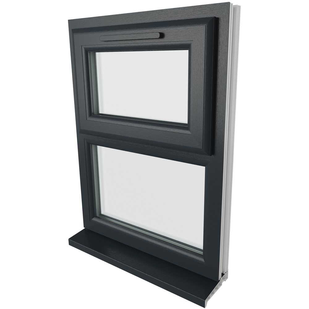 Crystal Top Hung Over Fixed Light Grey White Clear Glass uPVC Double Glazed Window 610 x 820mm Image 9