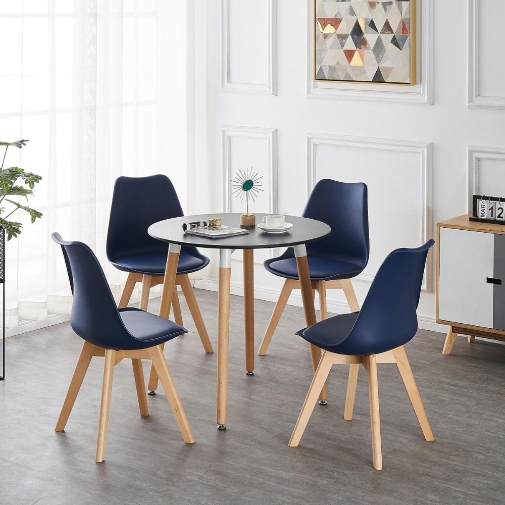 Life Interiors Lorenzo Royal Blue Faux Leather Plastic Dining Chairs Set of 4 Image 8
