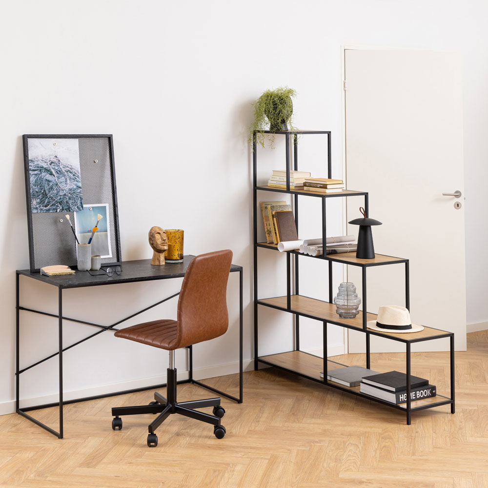Furniture To Go Seaford Black and Oak 4 Shelf Bookcase Image 4