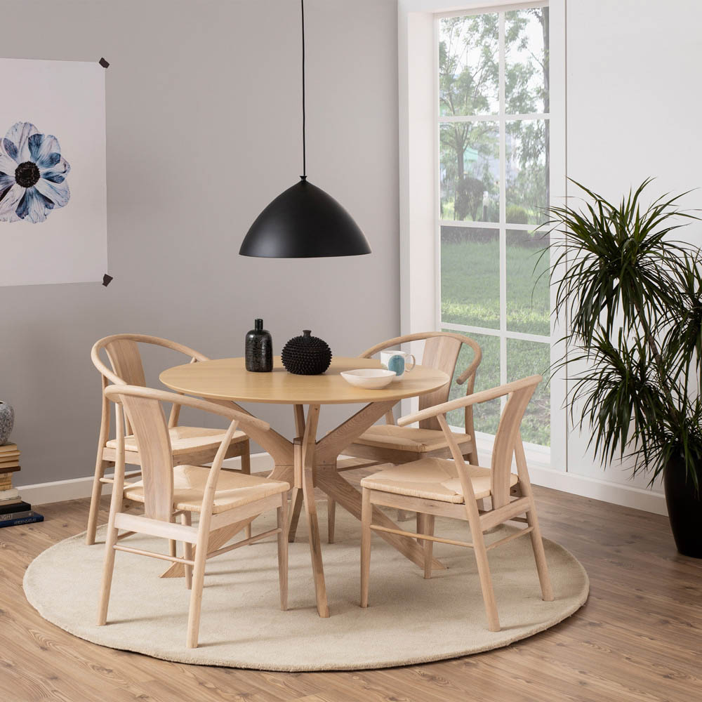 Furniture To Go I_Duncan White Oak 4 Seater Round Dining Table Image 5