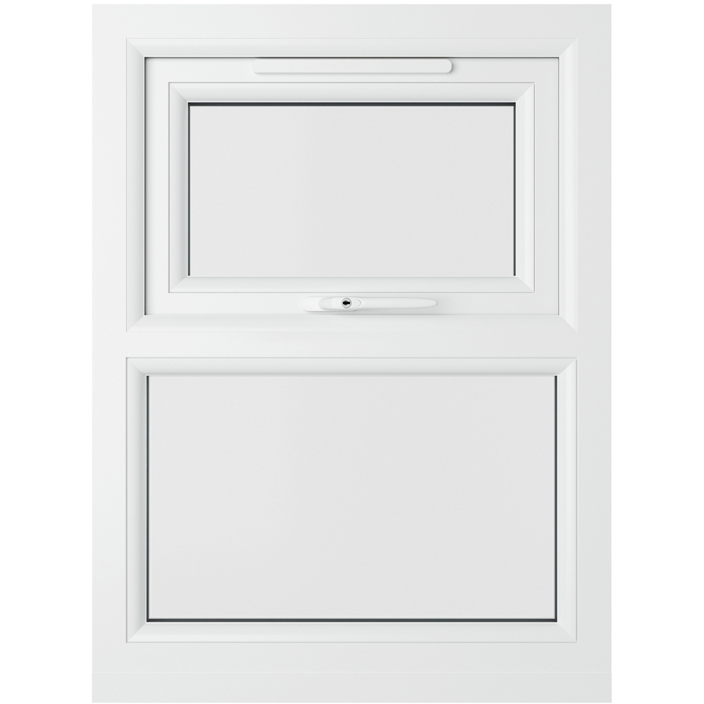 Crystal Top Hung Over Fixed Light Grey and White Clear Glass uPVC Triple Glazed Window 965 x 610mm Image 2