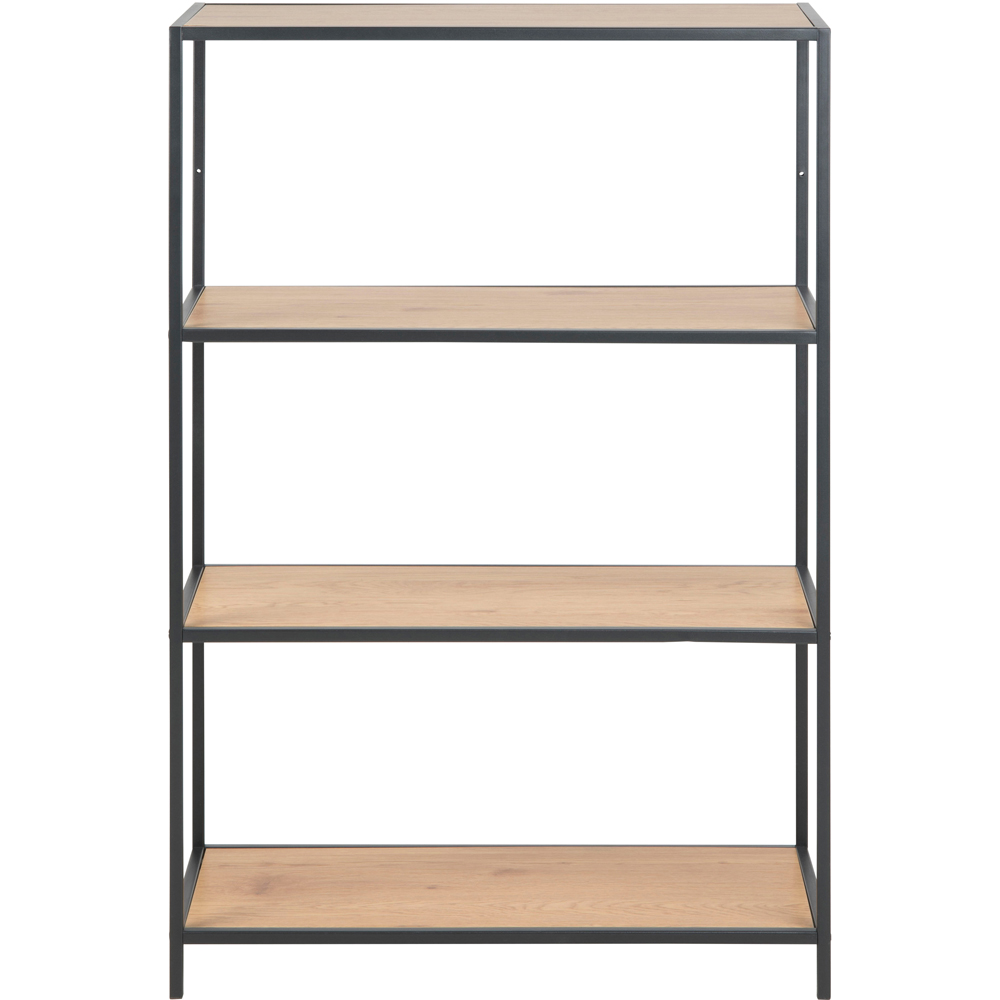 Furniture To Go Seaford Oak and Black 3 Shelf Metal Low Bookcase Image 2