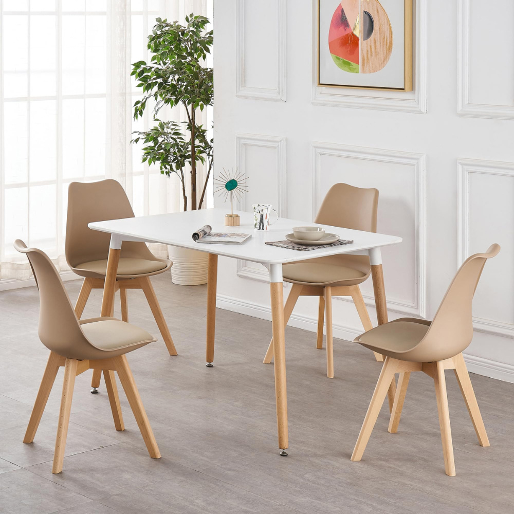 Life Interiors Lorenzo Vanilla Faux Leather Plastic Dining Chair Image 7