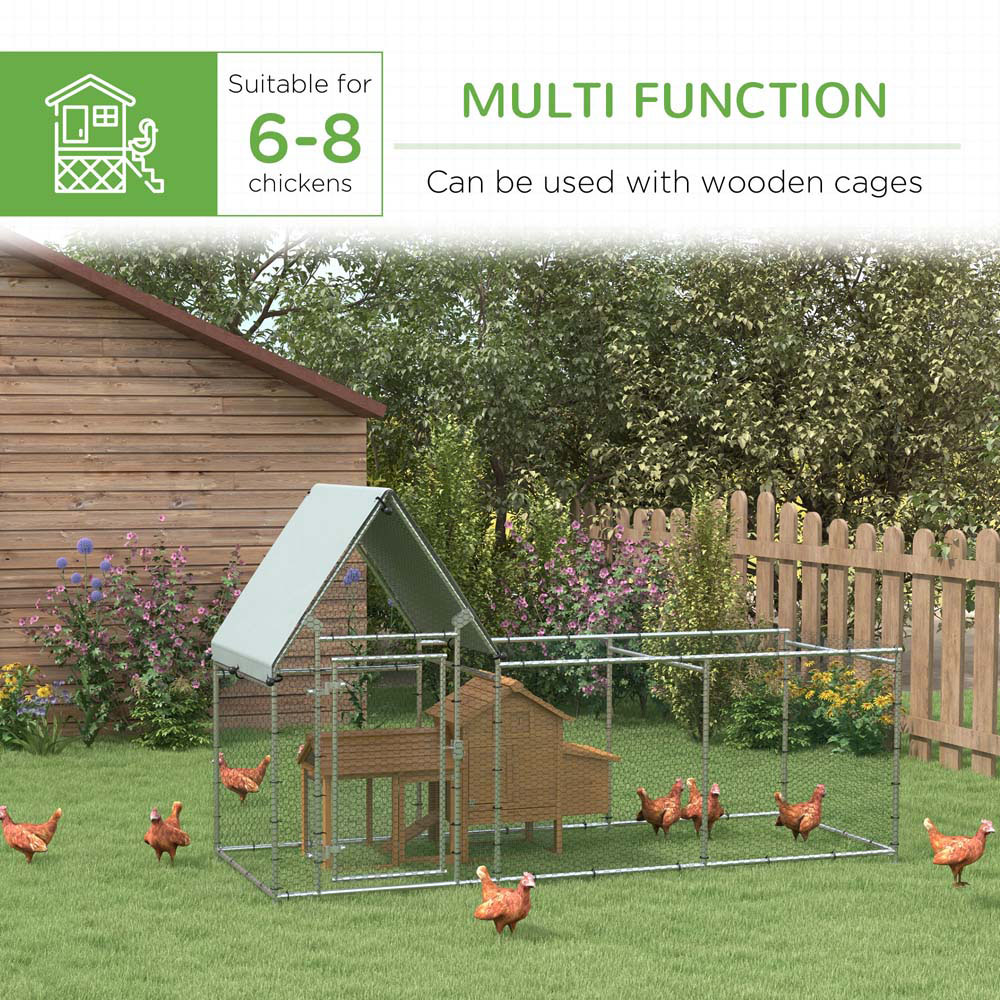 PawHut Walk In Chicken Run Large Outdoor Chicken Cage Coop w/ Cover 3 x 1 x 1.7m Image 4