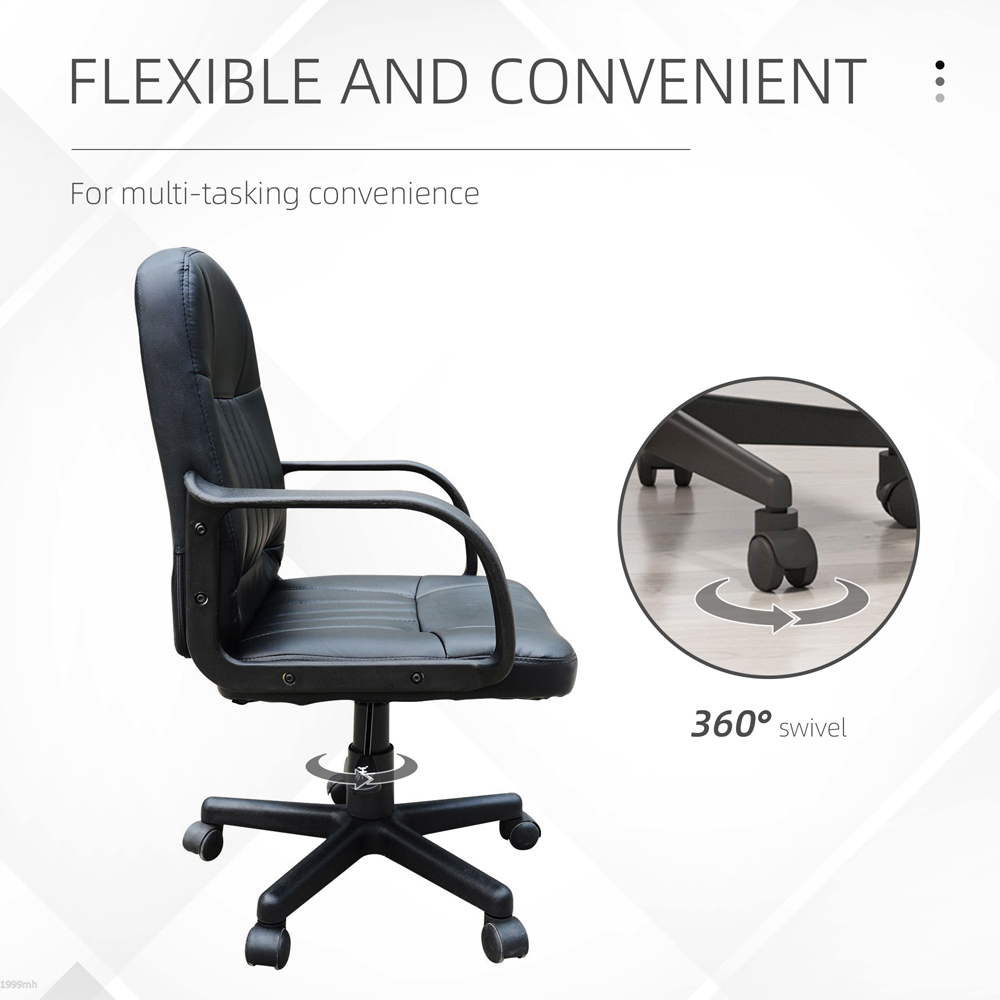 Portland Black PU Leather Swivel Executive Office Chair Image 6