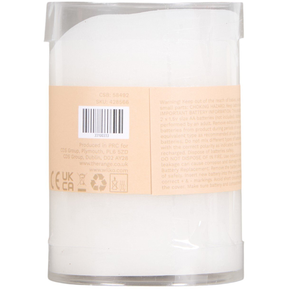 Cosy Cotton LED Pillar Candle - White / 10cm Image 2