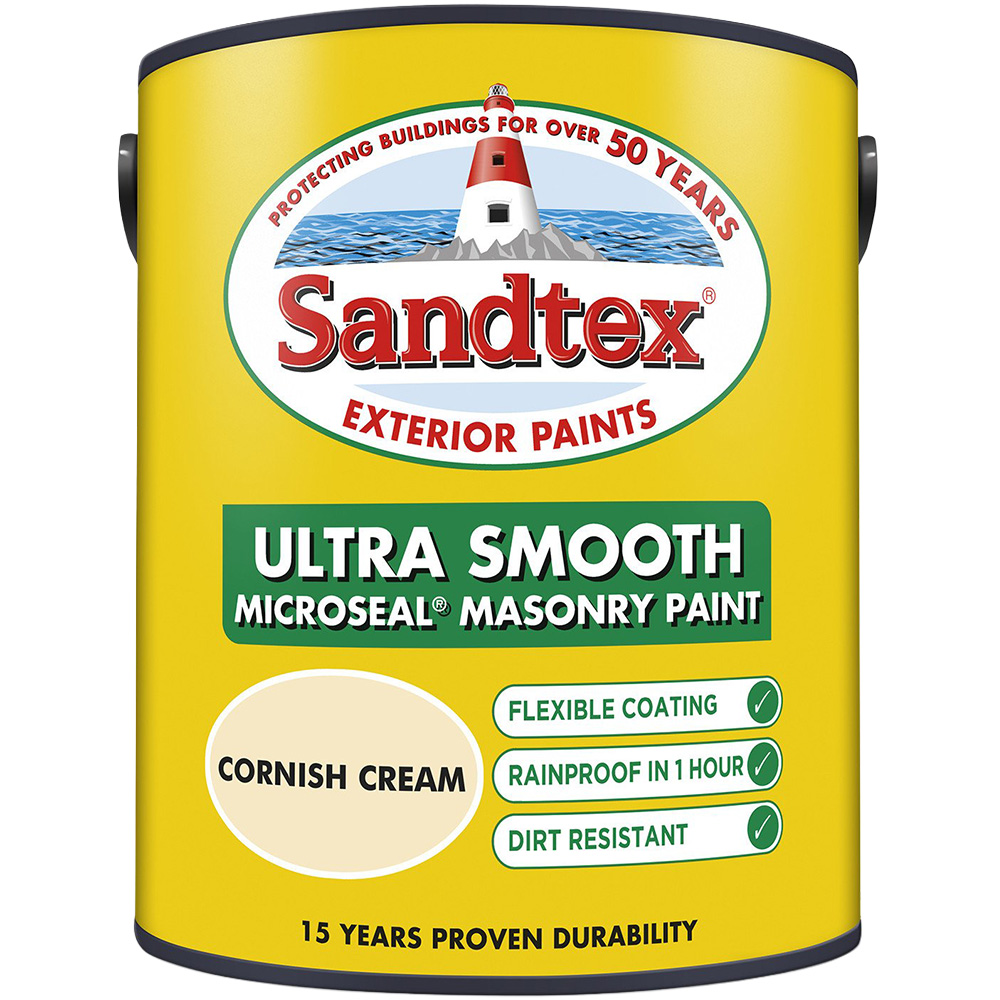Sandtex Cornish Cream Ultra Smooth Microseal Exterior Masonry Paint 5L Image 2