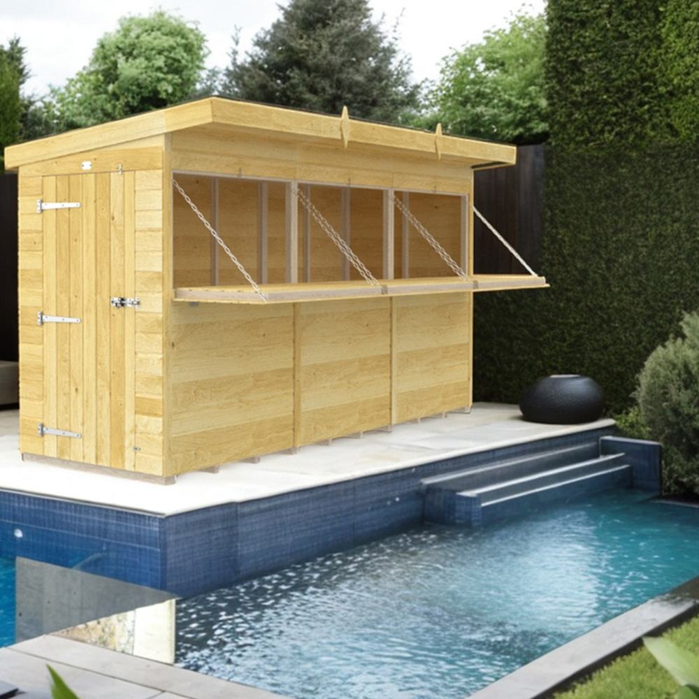 DIY Sheds 12 x 4ft Single Door Pressure Treated Tongue and Groove Timber Outdoor Bar Shed Image 2