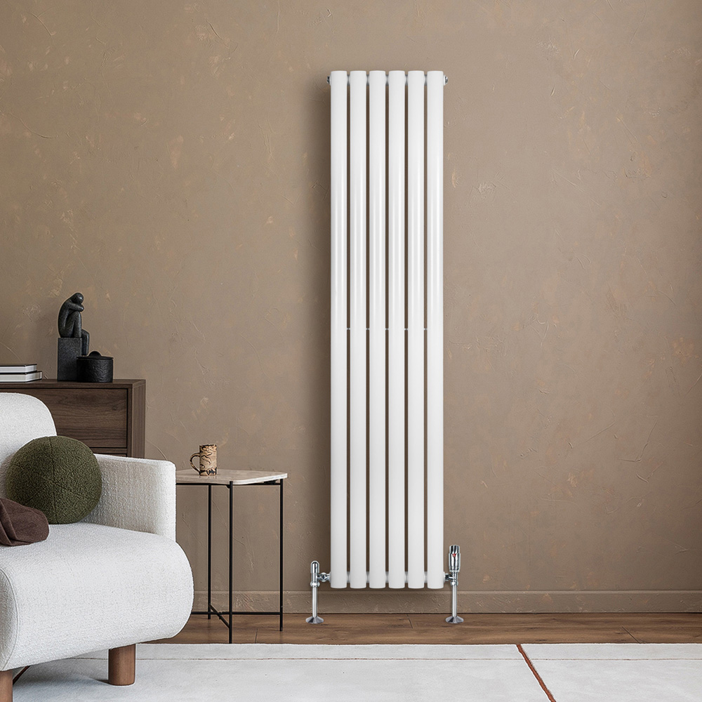 2881 Radiator MonsterShop 2881 BTU White Oval Single Column Radiator 1600 x 360mm | Wilko