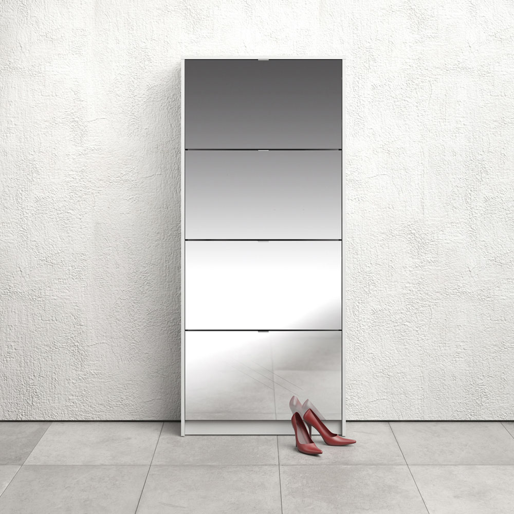 Furniture To Go Shoes White 4 Flip Down Mirror Door Shoe Cabinet Image 5