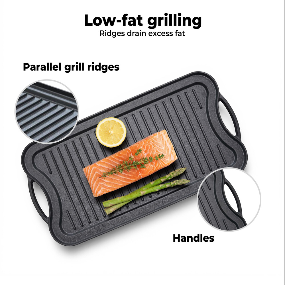 Toque Cast Iron Reversible Griddle Plate Non-Stick Grill Skillet 50.5cm Image 6