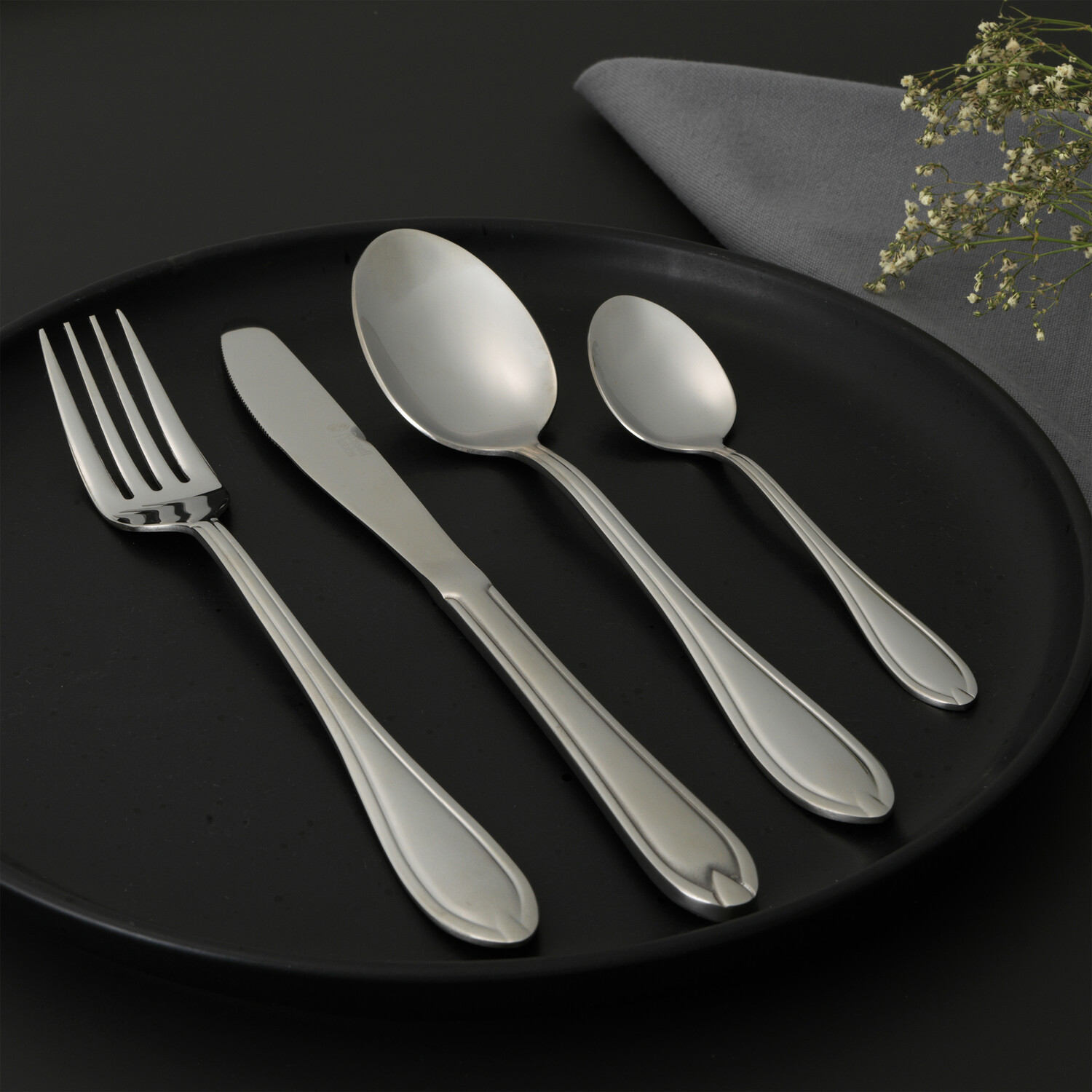 24-Piece Russell Hobbs Marseille Cutlery Set - Chrome Image 8