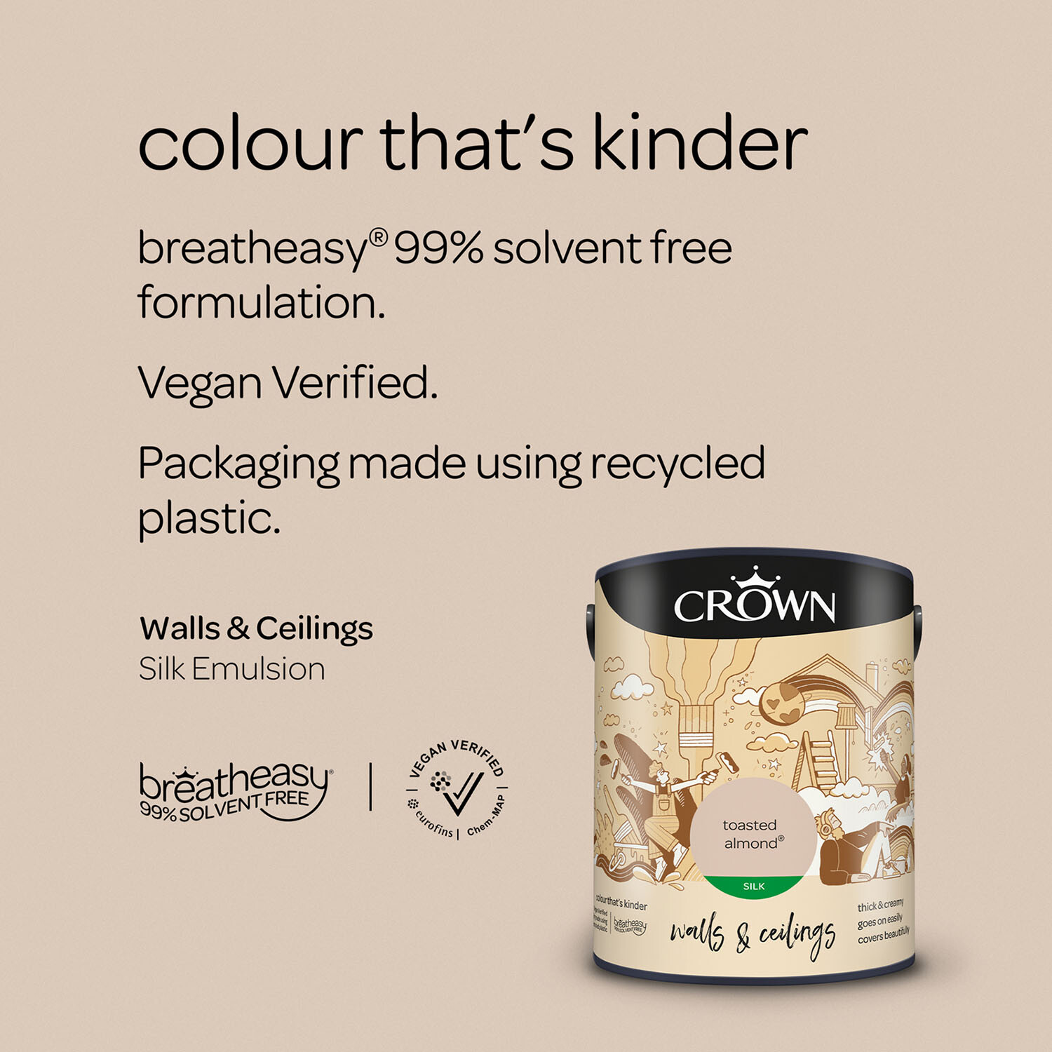 Crown Silk Emulsion Paint 5L - Toasted Almond Image 4